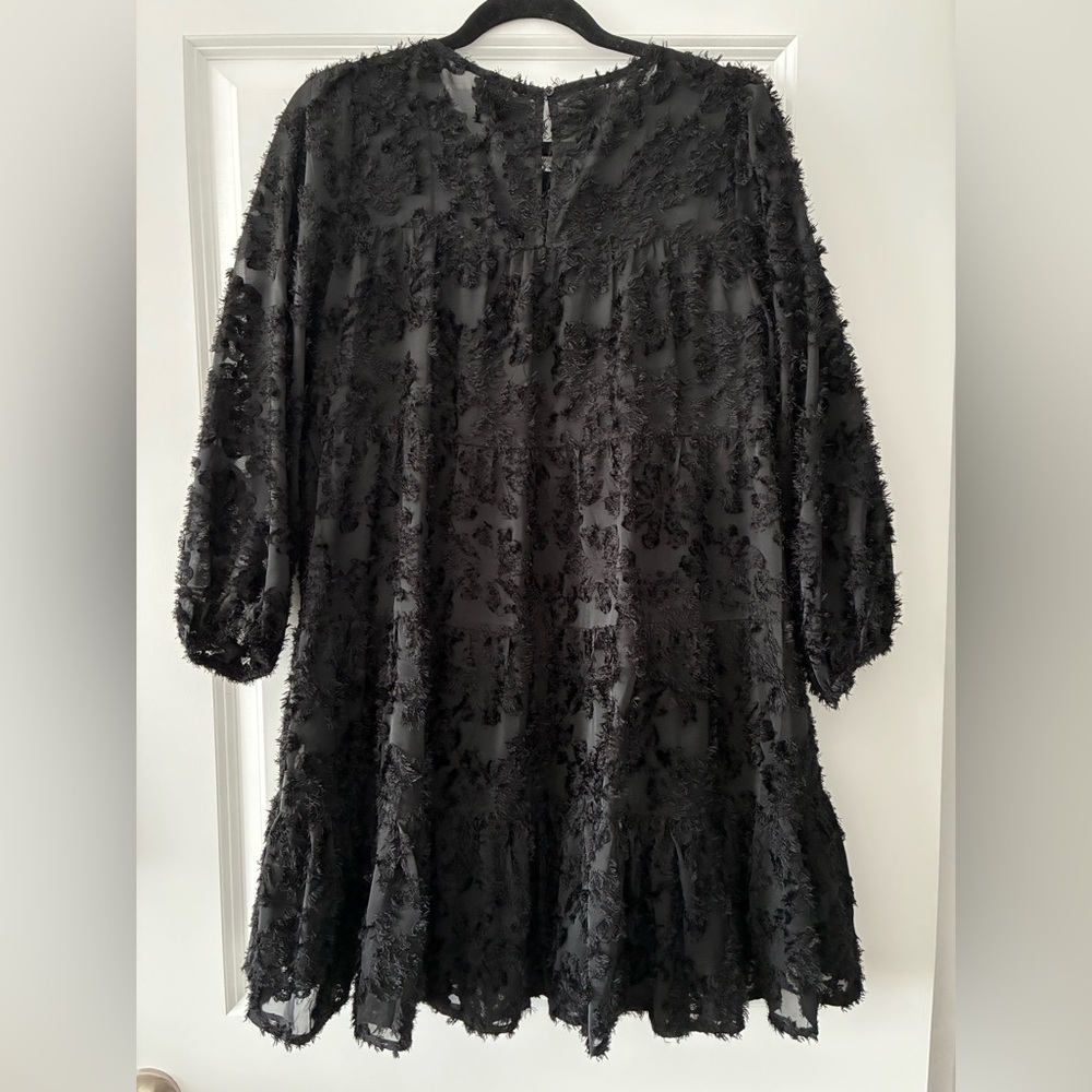 Simons Icone Size S Spun Floral Trapeze Dress - Black - Picture 2 of 8